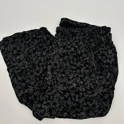 Pantalones Ulla Popken para mujer 28/30 negros con estampado floral de nailon ligeros pierna ancha Foto 1 de 4