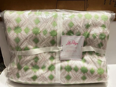 Manta Pottery Barn Lilly Pulitzer Bambú Mariposa Completa Reina Rosa Verde Nueva Foto 1 de 3