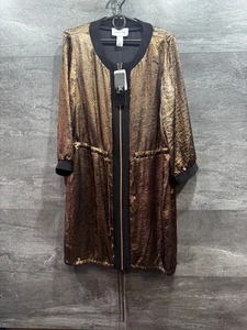 Joseph Ribkoff NWT 203650 Rose Gold Black Jacket Metallic US 10 - Picture 1 of 22