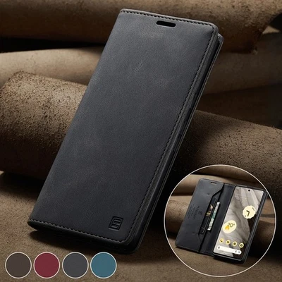 For Google Pixel 7A/8A/6/7/8 Pro Slim Leather Case Magnetic Flip Wallet Cover - Image 1 of 4