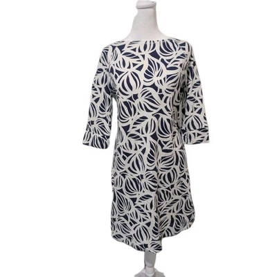 Vestido feminino Lilly Pulitzer camisa tamanho médio azul geométrico folha elástica - Imagem 1 de 4