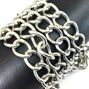 Bulk Curb Link Chain Heavy Cable Silver brass Chain 15mm Sold by FT Chunky - Picture 1 of 9