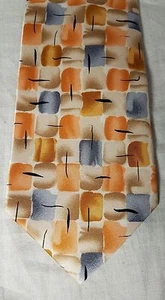 J Garcia Tie Nude Collection Fifty One Tan Gray Geometric 100% Silk 3.75" - Picture 1 of 5