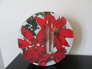 Biscottiera natalizia Poinsettia rossa vintage latta 8,25 x 3 - Foto 1 di 4