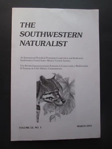 THE SOUTHWESTERN NATURALIST March 2007 PERIODICAL Volume 52 No. 1 - Picture 1 of 2