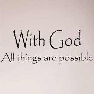 Calcomanía de pared 54" With God All Things Are Possible Christian Jesus - Imagen 1 de 2