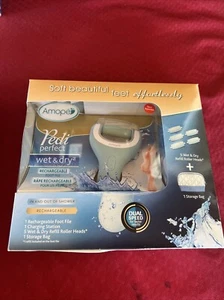 Amope Pedi Perfect Wet & Dry Rechargeable Foot File + 5 Refill Rollers & Bag - Picture 1 of 2