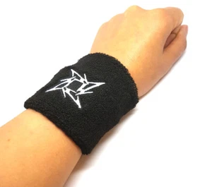1Pair Sweatbands Black Metallica Ninja Star Logo Sweat Band Wrist Bands  - Picture 1 of 4
