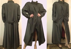 RETRO MORGAN TAYLOR FULL-LENGTH BLACK TRENCHCOAT RAINCOAT DETACHABLE LINER 10 - Picture 1 of 1