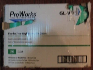 1 Case Hospeco ProWorks Powder Free Vinyl Disposable Medium Gloves 10 Bx 100ea - Picture 1 of 4