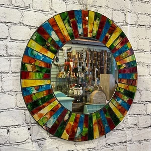 Rainbow Black Line Mosaic Tile Wall Mirror 50cm x 50cm 20 Inches Handmade New - Picture 1 of 7