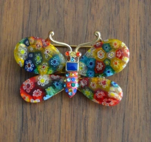 RARA spilla vintage Sweet Romance USA Murano FARFALLA fiore 2" con x 1" h tono oro - Foto 1 di 4