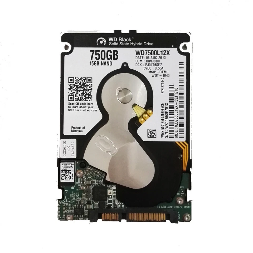 Western Digital WD7500L12X 750GB SSHD 16GB NAND 2.5" Solid State Hybrid Drive - Image 1 of 3