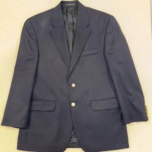 Chaps Navy Blazer Men 40 Regular Wool Gold Buttons Sport Coat Jacket Preppy - Picture 1 of 8