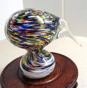 VINTAGE HAND-BLOWN "HOKITIKA" NZ ART-GLASS KIWI BIRD SCULPTURE - Picture 1 of 15
