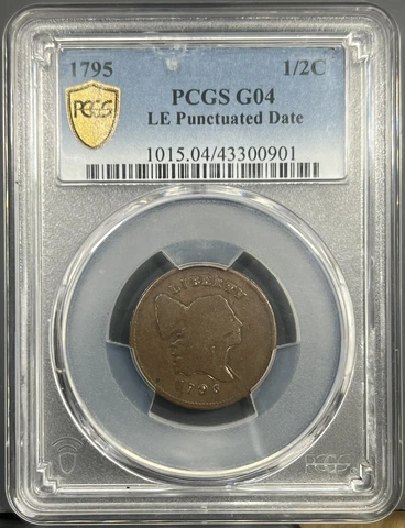 1795 LE Punctured Date PCGS G04 Liberty Cap Half Cent 1/2c - Scarce Date Cover