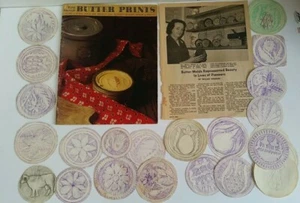 Early American Butter Print Magazine Folk Art Designs Wood Butter Mold Rubbings - Picture 1 of 9