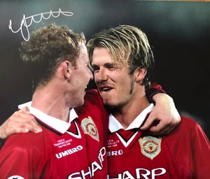Manchester United Signed Nicky Butt 99 Champions League Final Photo With Beckam - Bild 1 von 3