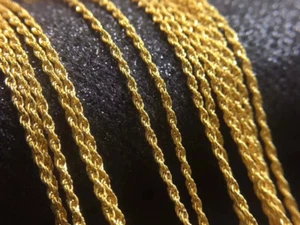 Pure 18K Yellow Gold Necklace Singapore Twist Solid 18Karat Rope Chain for Women - Picture 1 of 11
