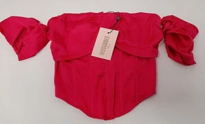 Missguided Tall Bandeau Detail Satin Corset - Hot Pink - Picture 1 of 3