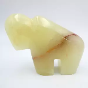 Piedra de ónix tallada grande búfalo bisonte fetiche 5 x 4,25 pulgadas amarillo verde - Imagen 1 de 8