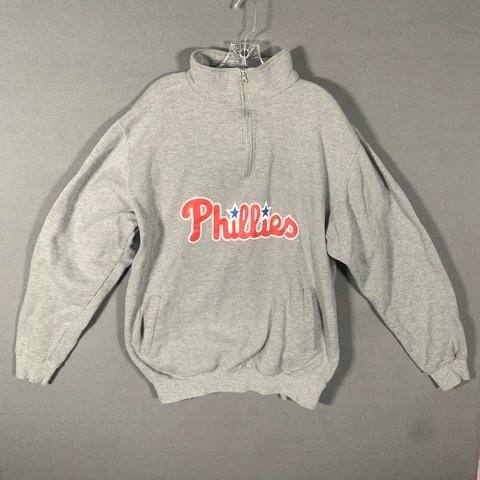 Philadelphia Phillies Sweatshirt Adult Extra Large 1/4 zip MLB Baseball Grey Men Cover