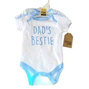 3 Pack Boys Size Snap Shirt 1 Piece 0-3 Months Blue White By Chick Pea NWT - Picture 1 of 5