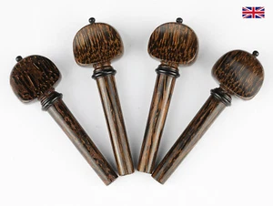 Violin Peg Set - Palm Wood - Swiss With Ebony Collar and Pip Model - Picture 1 of 4