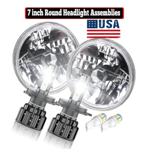 Par de faros redondos LED CSP de 7 pulgadas haz alto/bajo x2 para Suzuki Samurai SJ410 - Imagen 1 de 24