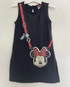 Disney Kids Girls Glitter Bow Minnie Mouse Pocket Sleeveless Tank Dress Medium - Picture 1 of 7