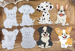 4 Cute Dogs Cutting Die 12.6cms x 9.8cms NEW - Picture 1 of 4
