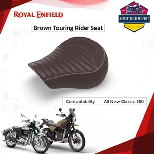Royal Enfield Brown Touring Rider Seat For Classic Reborn From Sep 2021 KXA00070 - Picture 1 of 6