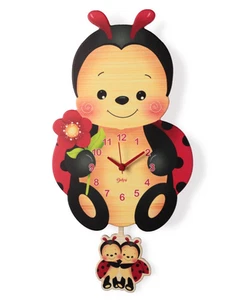 Orologio Pendolo da Parete Coccinella Bimbi Bimbe Legno Made in Italy Cameretta - Picture 1 of 7
