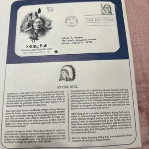 1989 First Day of Issue - Postage Stamp honoring Sitting Bull - PCS - Picture 1 of 3