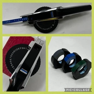 Vintage DYMO 1550 Chrome Deluxe Spin Dial Lrg/Caps Label Maker + 3 Tape Rolls - Picture 1 of 12