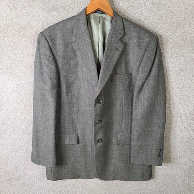 Chaqueta Haggar Para Hombres 44R Marrón Cuadros Tweed Blazer Mezcla de Lana 3 Botones Traje Abrigo Foto 1 de 4