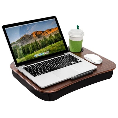 with Cup Holder for Up to 14 in Laptops - Espresso Woodgrain - Image 1 of 4