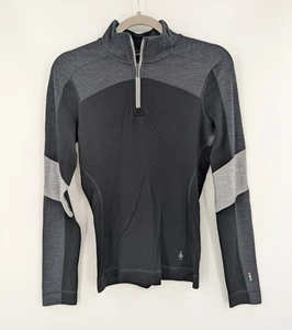 Smartwool 1/4 Zip Pullover Damen Small Merinowolle Base Layer schwarz grau - Bild 1 von 8