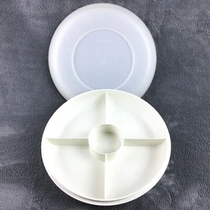 Vintage Tupperware Divided Veggie Relish & Dip Serving Tray #1708-5, #1709-6 Lid - Picture 1 of 6