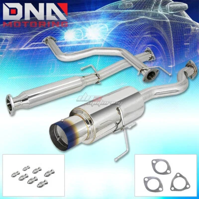 4.5" BURNT MUFFLER TIP STAINLESS EXHAUST CATBACK SYSTEM FOR 92-00 CIVIC 2/4DR - Image 1 of 4