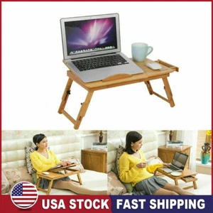Bamboo Portable Foldable Mobile Laptop Bed Sofa Table Furniture US - Picture 1 of 9