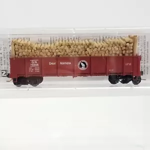 Micro Trains MTL N Great Northern 40' Drop Bottom Gondola Scrap Wood Load Car - Picture 1 of 9