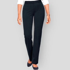 Talbots Black Barely Boot Curvy Belted Stretch Pockets Career Pants SZ 14P - Picture 1 of 7