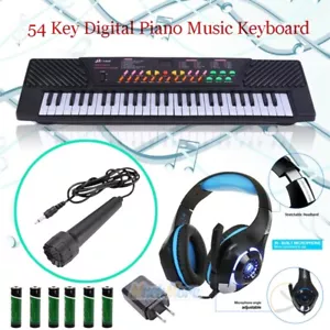 54 Key Digital Music Piano Keyboard Portable Musical Instrument w/ Microphone US - Picture 1 of 39