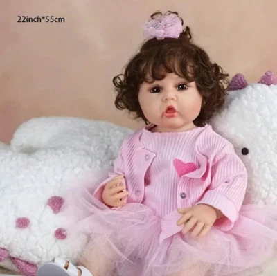 Reborn Baby 55cm Reborn Dolls Lifelike Silicone Baby Girl Cute Smiling Baby Doll - Bild 1 von 4