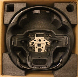 Genuine Perforated Leather Piano Black Steering Wheel for F150 Raptor '21-'25 - Picture 1 of 9
