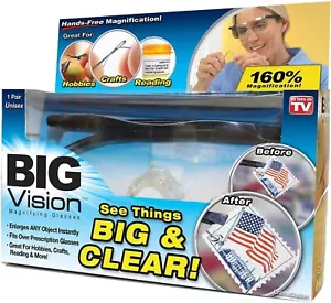 Nuevas gafas de lupa unisex Big Vision en caja - se adapta a las gafas recetadas - Imagen 1 de 1