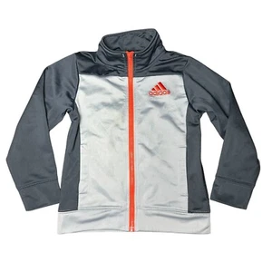 Little Boys Size 5 Adidas Track Jacket Coat Top Gray Orange Zip Front Athletic - Picture 1 of 5