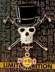 2020 HARD ROCK CAFE PARIS 3D UNITY SKULL & TOP HAT DANGLE LE PIN - Picture 1 of 1