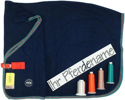 Abschwitzdecke, auf Wunsch individuell bestickt, dunkelblau, HKM - Bild 1 von 4